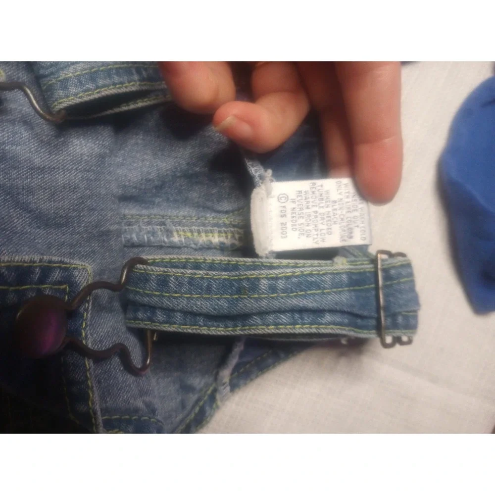 Vtg 18 Month Denim Overall Bibs Aeroplane Embroidered With Shirt‎